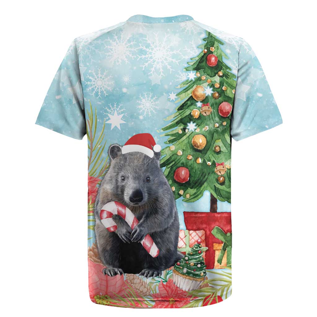 Australia Christmas Rugby Jersey Merry Wombat-mas Watercolor Style