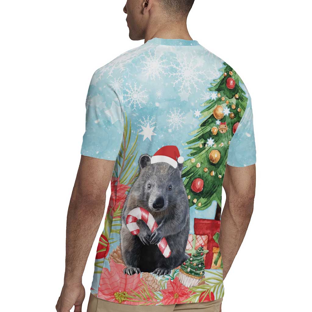 Australia Christmas Rugby Jersey Merry Wombat-mas Watercolor Style