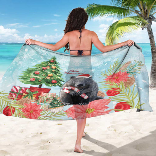 Australia Christmas Sarong Merry Wombat-mas Watercolor Style