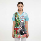 Australia Christmas Scrub Top Merry Wombat-mas Watercolor Style - Aussie Hoodie