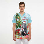 Australia Christmas Scrub Top Merry Wombat-mas Watercolor Style - Aussie Hoodie