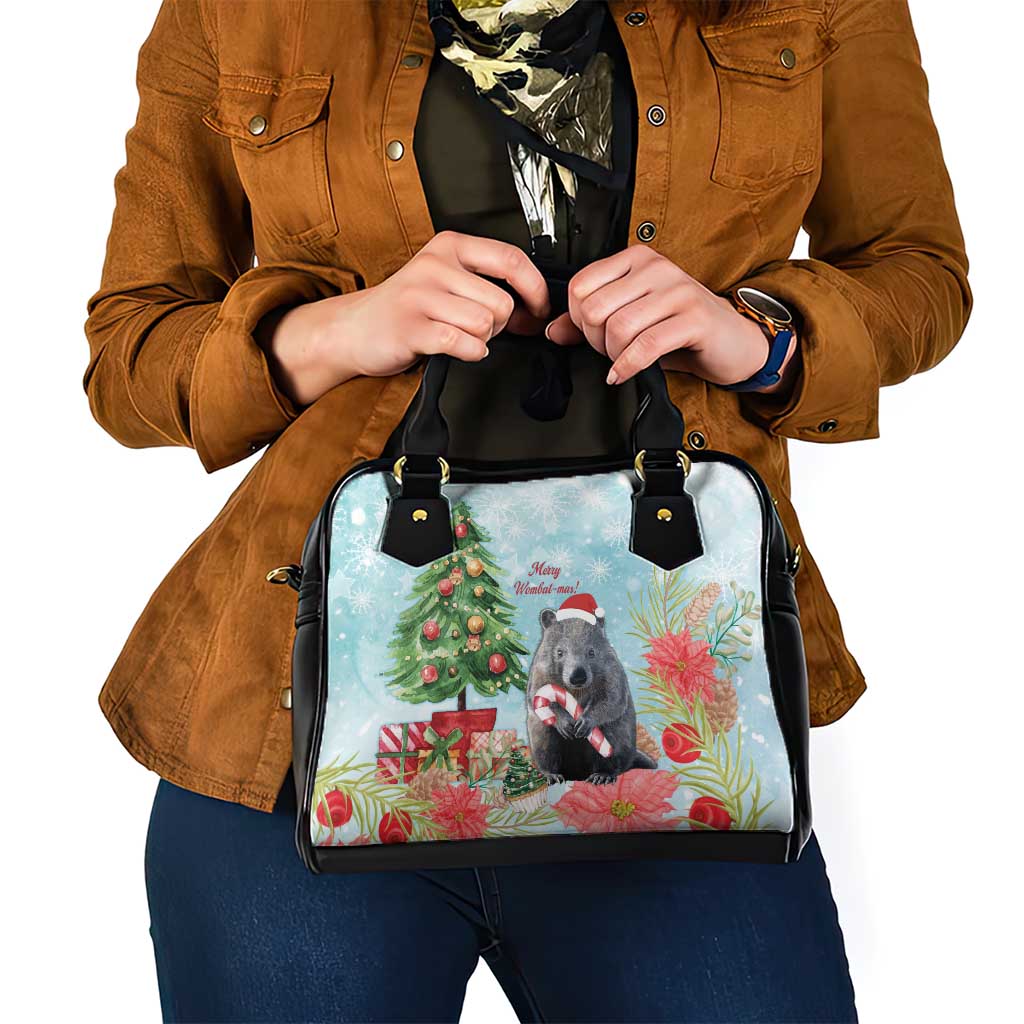 Australia Christmas Shoulder Handbag Merry Wombat-mas Watercolor Style