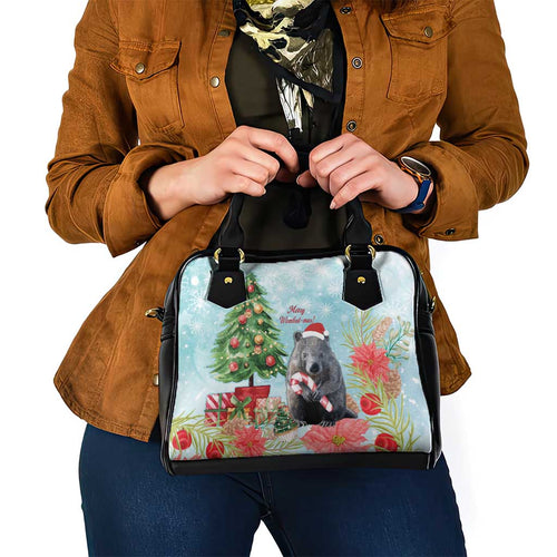 Australia Christmas Shoulder Handbag Merry Wombat-mas Watercolor Style