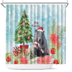 Australia Christmas Shower Curtain Merry Wombat-mas Watercolor Style