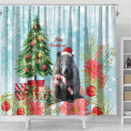 Australia Christmas Shower Curtain Merry Wombat-mas Watercolor Style