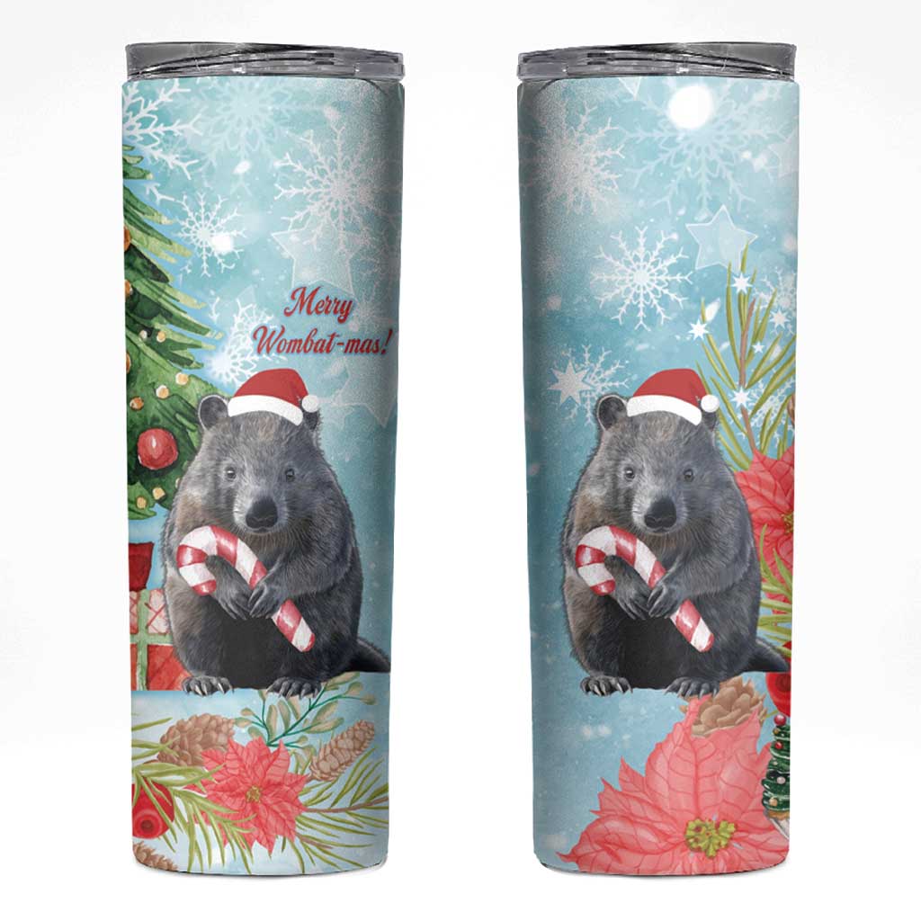 Australia Christmas Skinny Tumbler Merry Wombat-mas Watercolor Style