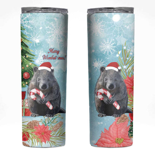 Australia Christmas Skinny Tumbler Merry Wombat-mas Watercolor Style