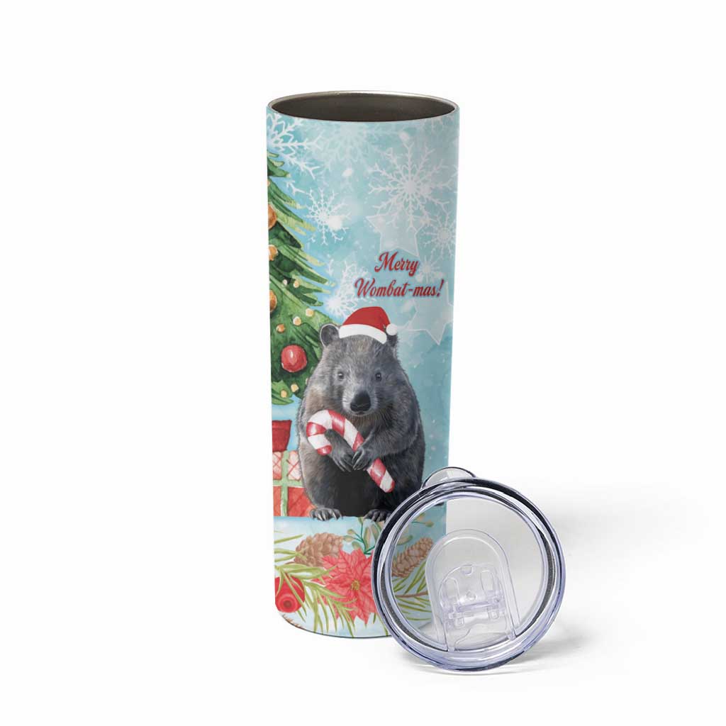 Australia Christmas Skinny Tumbler Merry Wombat-mas Watercolor Style