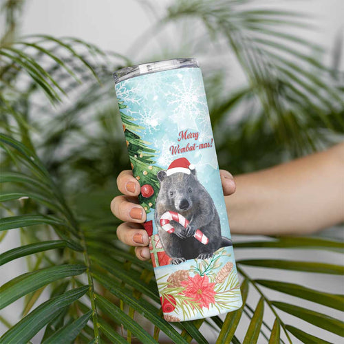 Australia Christmas Skinny Tumbler Merry Wombat-mas Watercolor Style