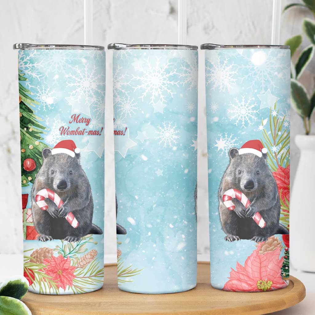 Australia Christmas Skinny Tumbler Merry Wombat-mas Watercolor Style