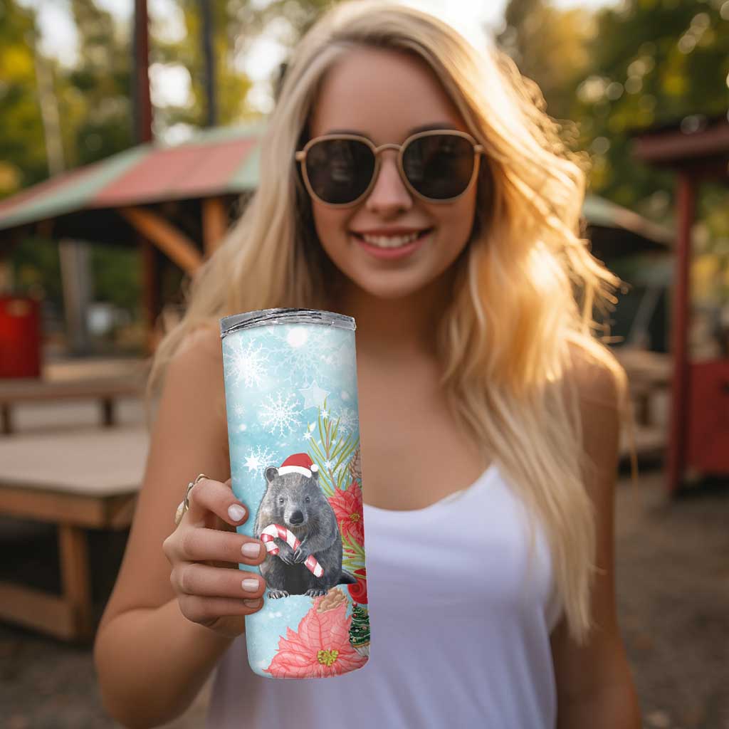 Australia Christmas Skinny Tumbler Merry Wombat-mas Watercolor Style