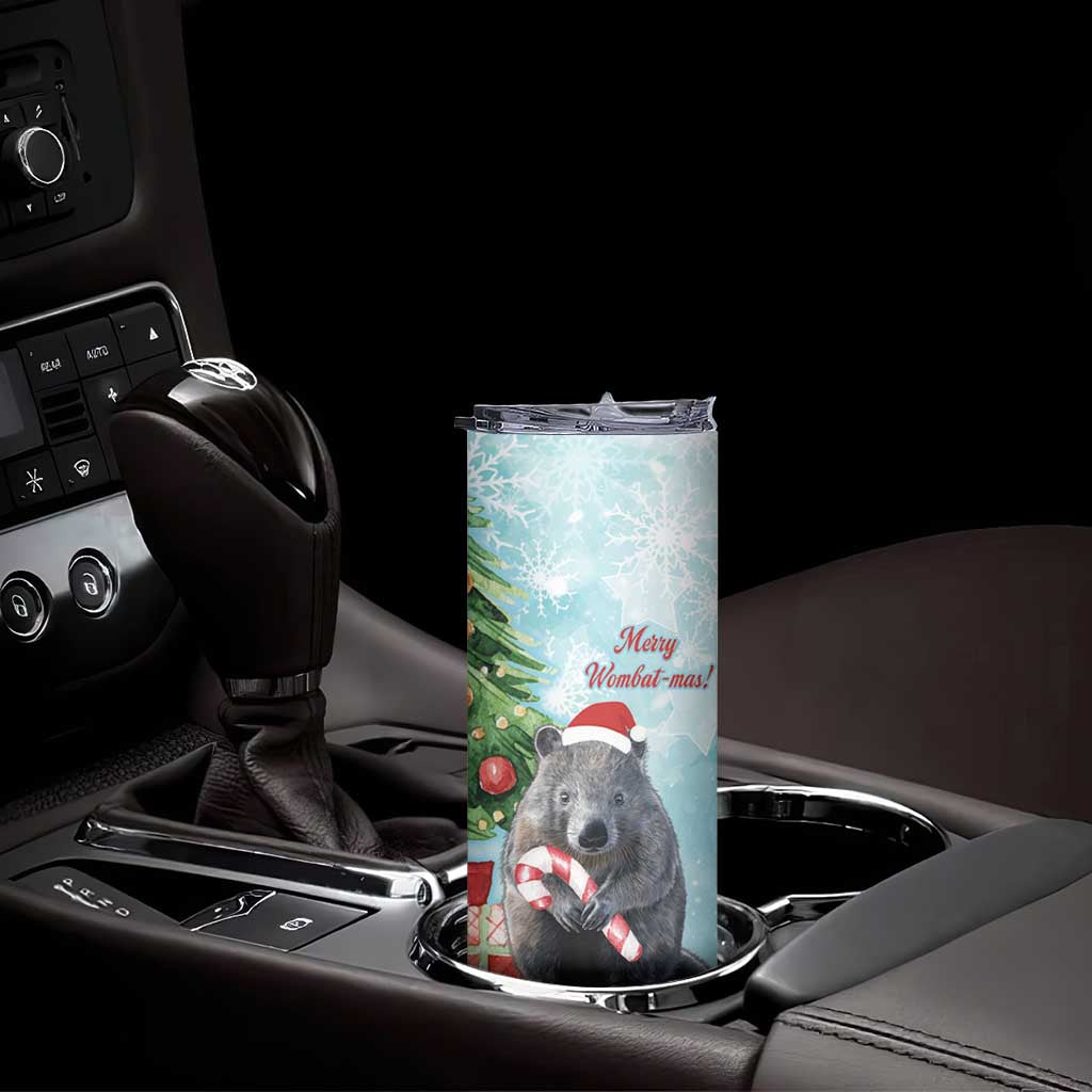 Australia Christmas Skinny Tumbler Merry Wombat-mas Watercolor Style