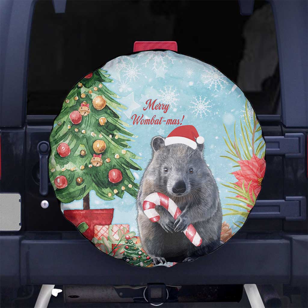 Australia Christmas Spare Tire Cover Merry Wombat-mas Watercolor Style