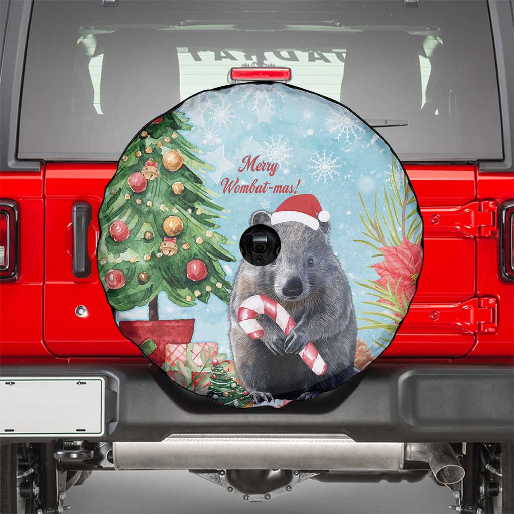 Australia Christmas Spare Tire Cover Merry Wombat-mas Watercolor Style