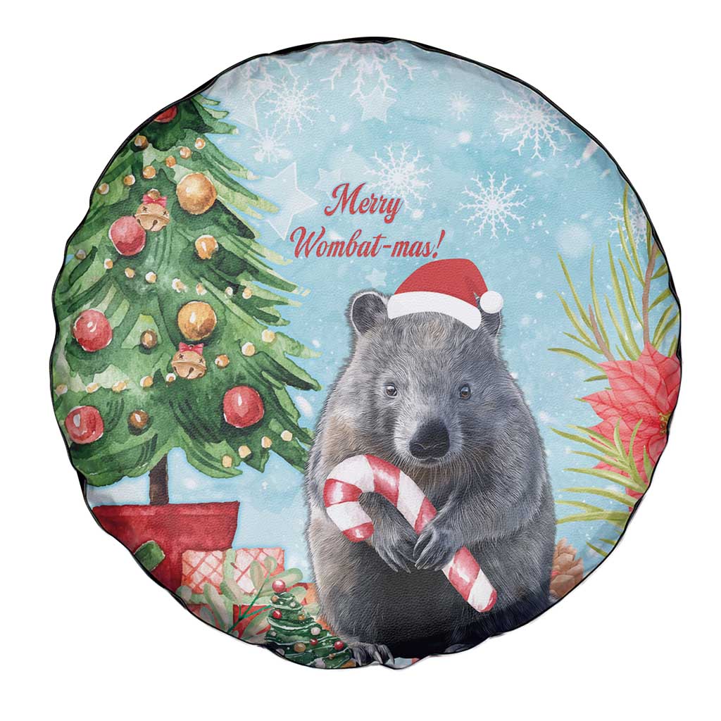 Australia Christmas Spare Tire Cover Merry Wombat-mas Watercolor Style