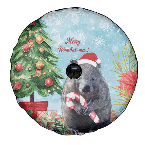 Australia Christmas Spare Tire Cover Merry Wombat-mas Watercolor Style