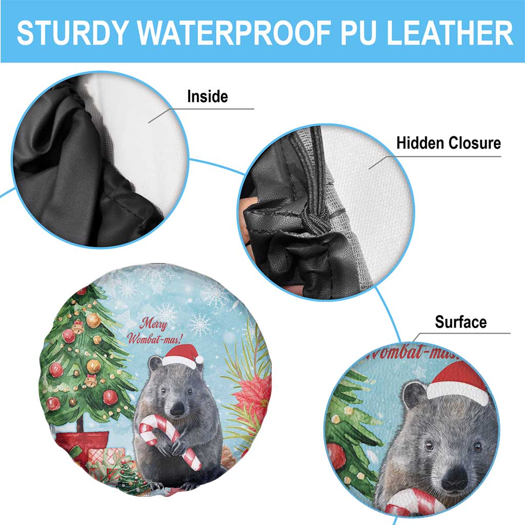 Australia Christmas Spare Tire Cover Merry Wombat-mas Watercolor Style