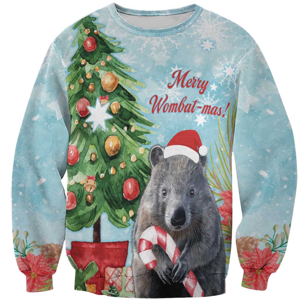 Australia Christmas Sweatshirt Merry Wombat-mas Watercolor Style