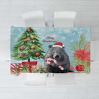Australia Christmas Tablecloth Merry Wombat-mas Watercolor Style