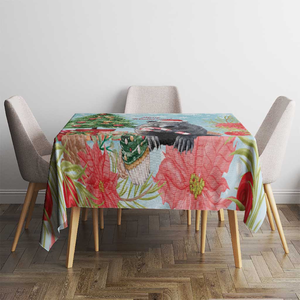 Australia Christmas Tablecloth Merry Wombat-mas Watercolor Style