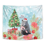 Australia Christmas Tapestry Merry Wombat-mas Watercolor Style
