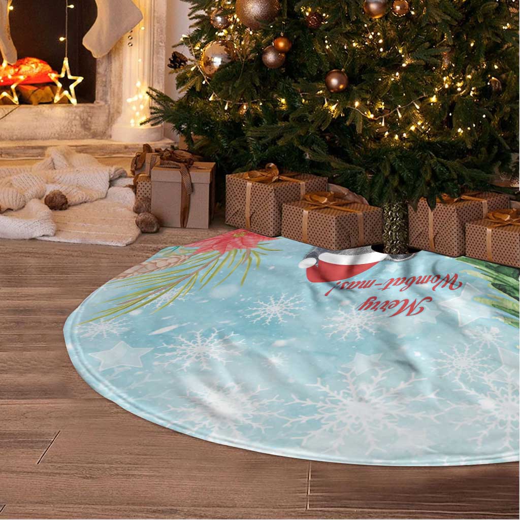 Australia Christmas Tree Skirt Merry Wombat-mas Watercolor Style