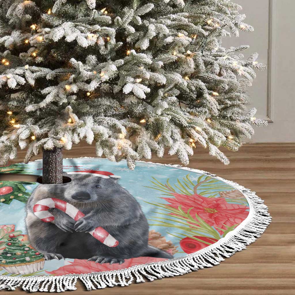 Australia Christmas Tree Skirt Merry Wombat-mas Watercolor Style