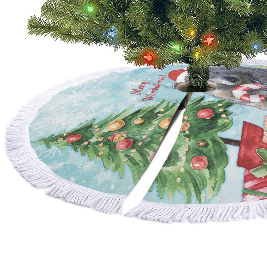 Australia Christmas Tree Skirt Merry Wombat-mas Watercolor Style
