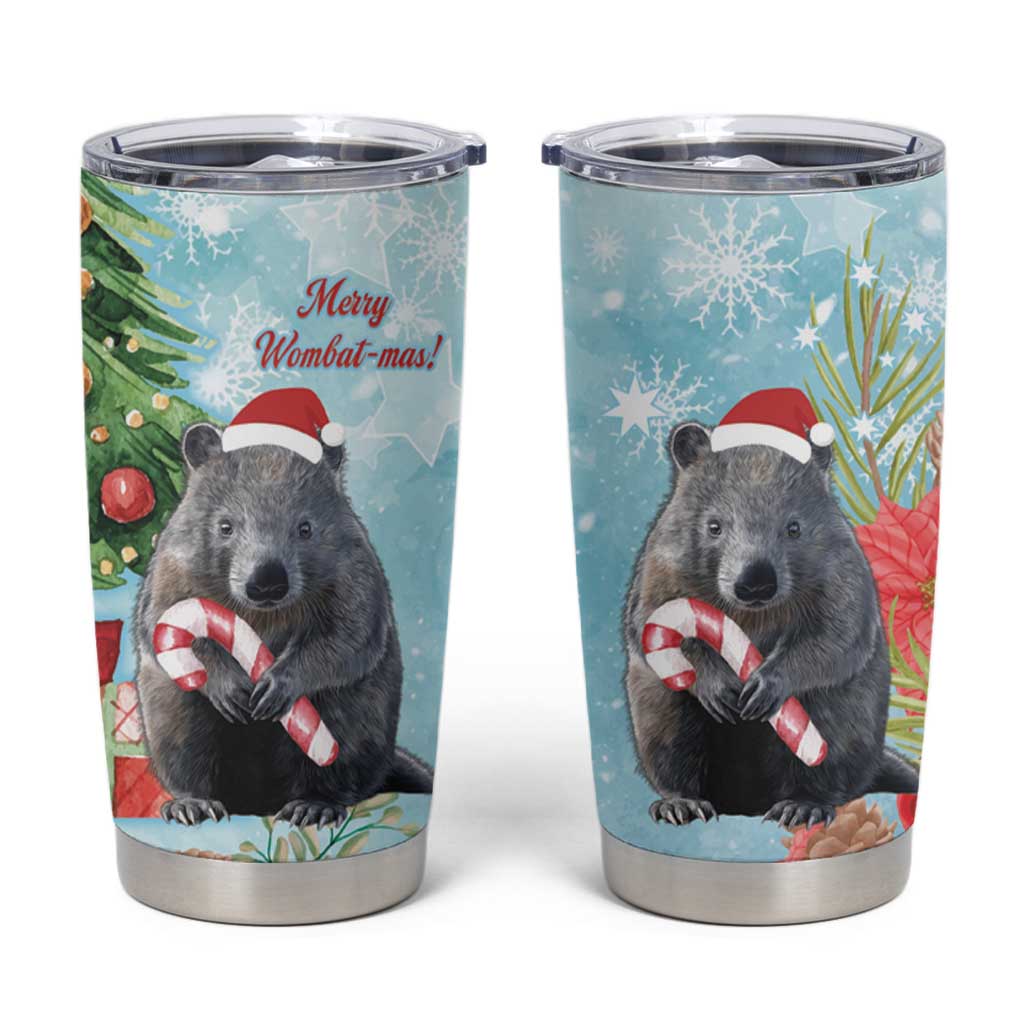 Australia Christmas Tumbler Cup Merry Wombat-mas Watercolor Style