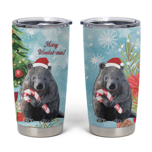Australia Christmas Tumbler Cup Merry Wombat-mas Watercolor Style