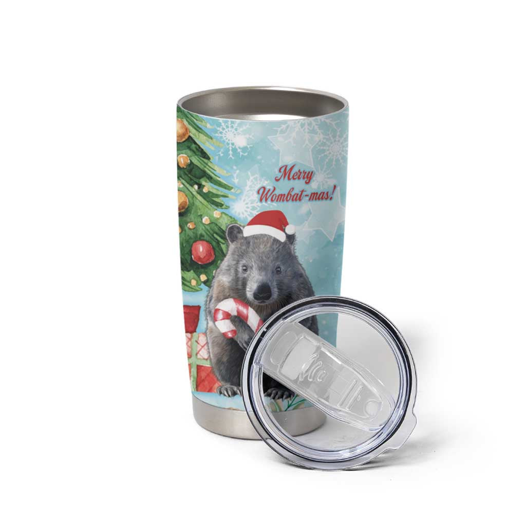 Australia Christmas Tumbler Cup Merry Wombat-mas Watercolor Style