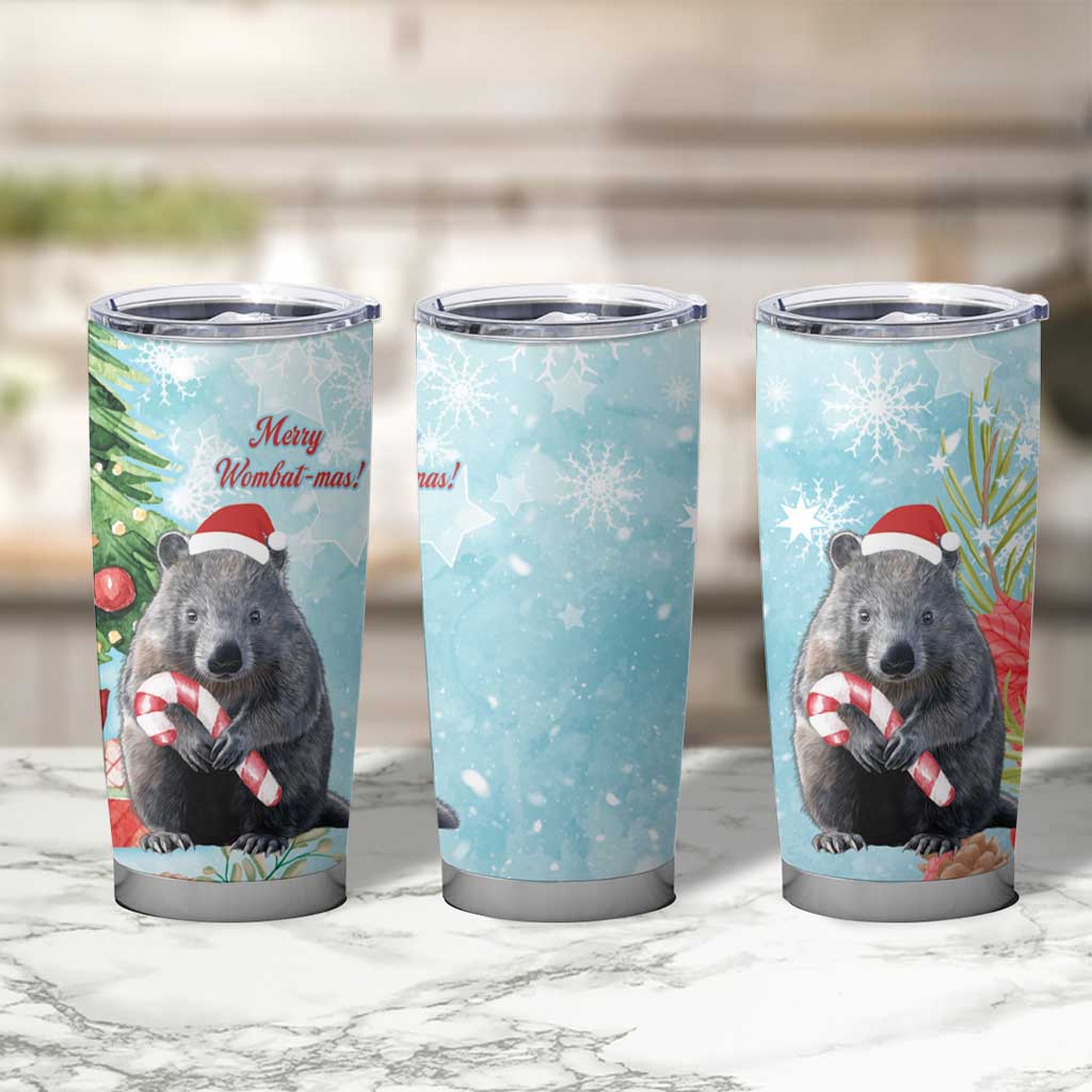 Australia Christmas Tumbler Cup Merry Wombat-mas Watercolor Style