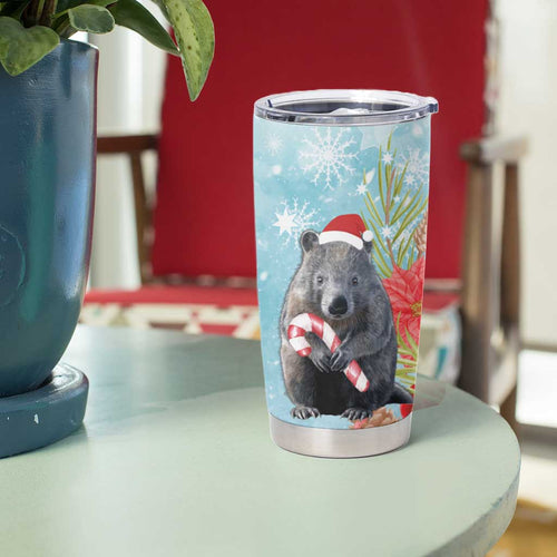 Australia Christmas Tumbler Cup Merry Wombat-mas Watercolor Style