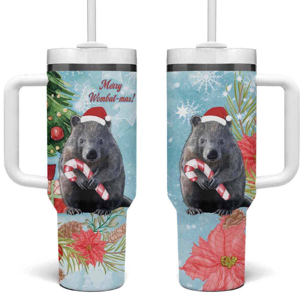 Australia Christmas Tumbler With Handle Merry Wombat-mas Watercolor Style