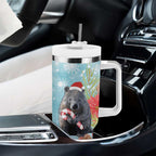 Australia Christmas Tumbler With Handle Merry Wombat-mas Watercolor Style