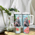 Australia Christmas Tumbler With Handle Merry Wombat-mas Watercolor Style