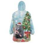 Australia Christmas Wearable Blanket Hoodie Merry Wombat-mas Watercolor Style
