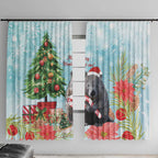 Australia Christmas Window Curtain Merry Wombat-mas Watercolor Style