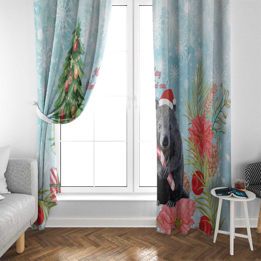 Australia Christmas Window Curtain Merry Wombat-mas Watercolor Style