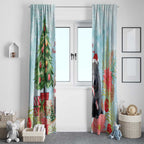 Australia Christmas Window Curtain Merry Wombat-mas Watercolor Style