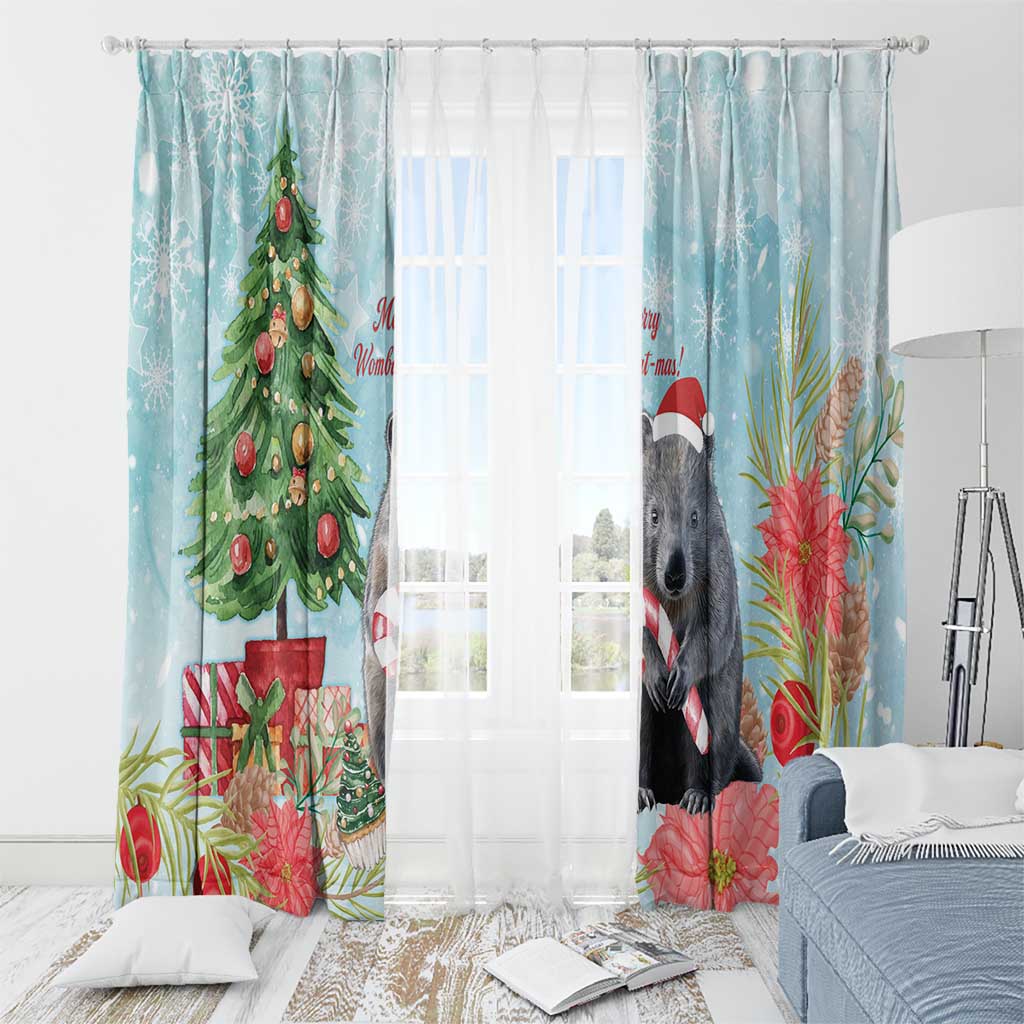 Australia Christmas Window Curtain Merry Wombat-mas Watercolor Style