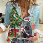 Australia Christmas Women Casual Shirt Merry Wombat-mas Watercolor Style