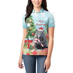 Australia Christmas Women Polo Shirt Merry Wombat-mas Watercolor Style