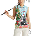 Australia Christmas Women Sleeveless Polo Shirt Merry Wombat-mas Watercolor Style