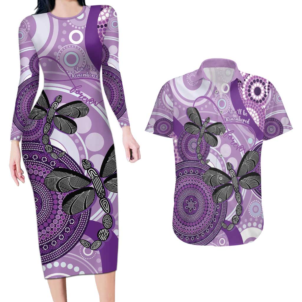Memorial Australia Couples Matching Long Sleeve Bodycon Dress and Hawaiian Shirt You Will Be Remembered Aboriginal Art LT14