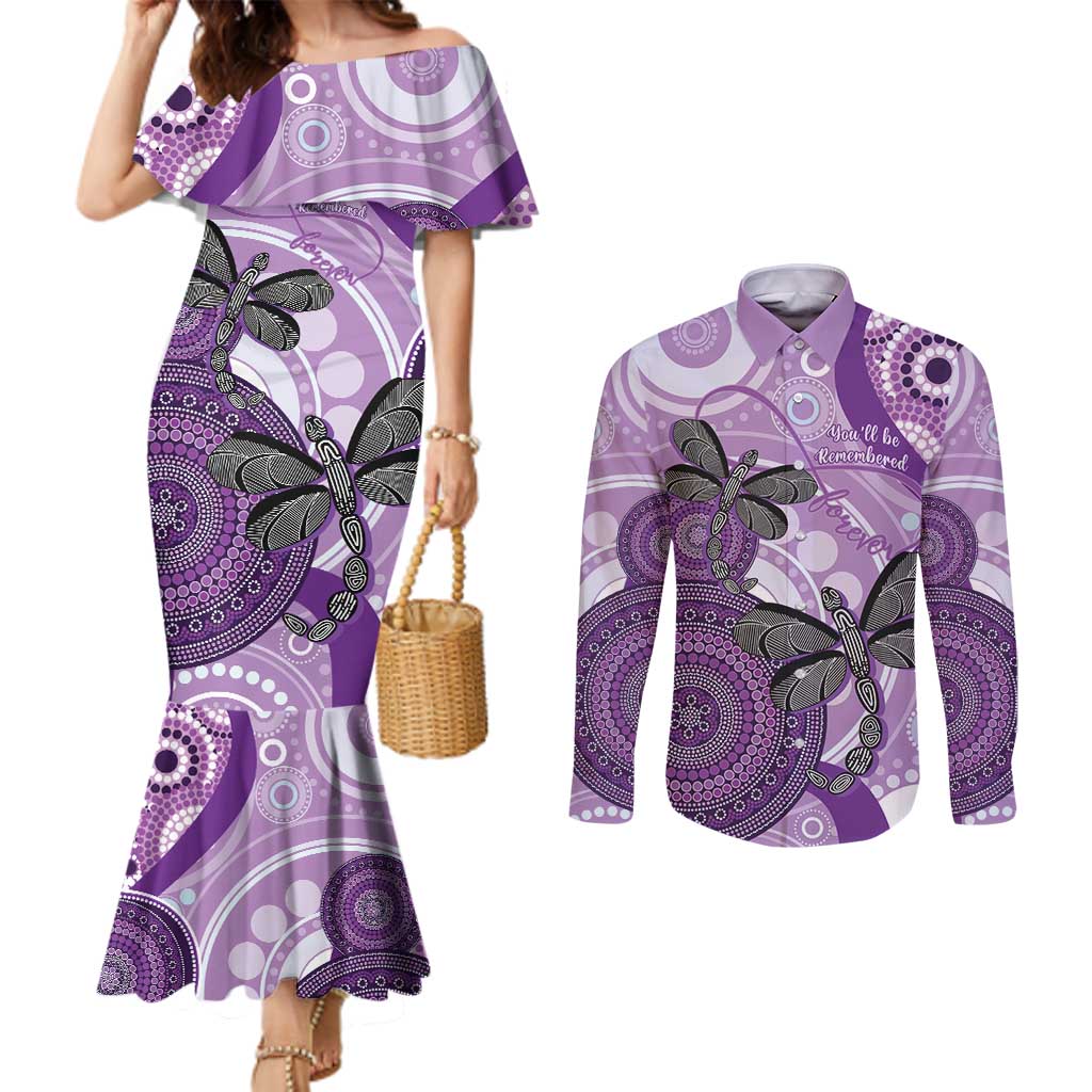 Memorial Australia Couples Matching Mermaid Dress and Long Sleeve Button Shirt You Will Be Remembered Aboriginal Art LT14