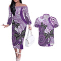 Memorial Australia Couples Matching Off The Shoulder Long Sleeve Dress and Hawaiian Shirt You Will Be Remembered Aboriginal Art LT14