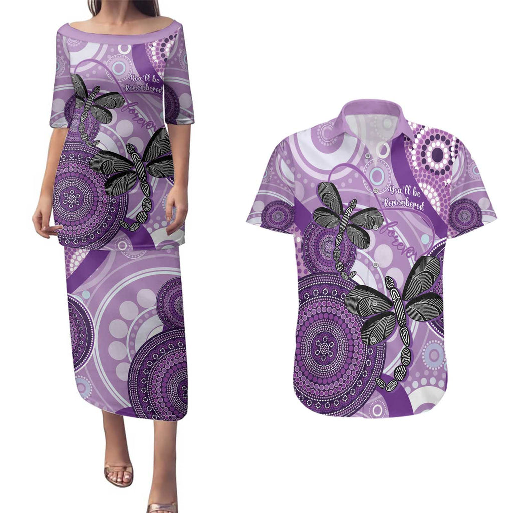 Memorial Australia Couples Matching Puletasi and Hawaiian Shirt You Will Be Remembered Aboriginal Art LT14