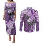Memorial Australia Couples Matching Puletasi and Long Sleeve Button Shirt You Will Be Remembered Aboriginal Art LT14