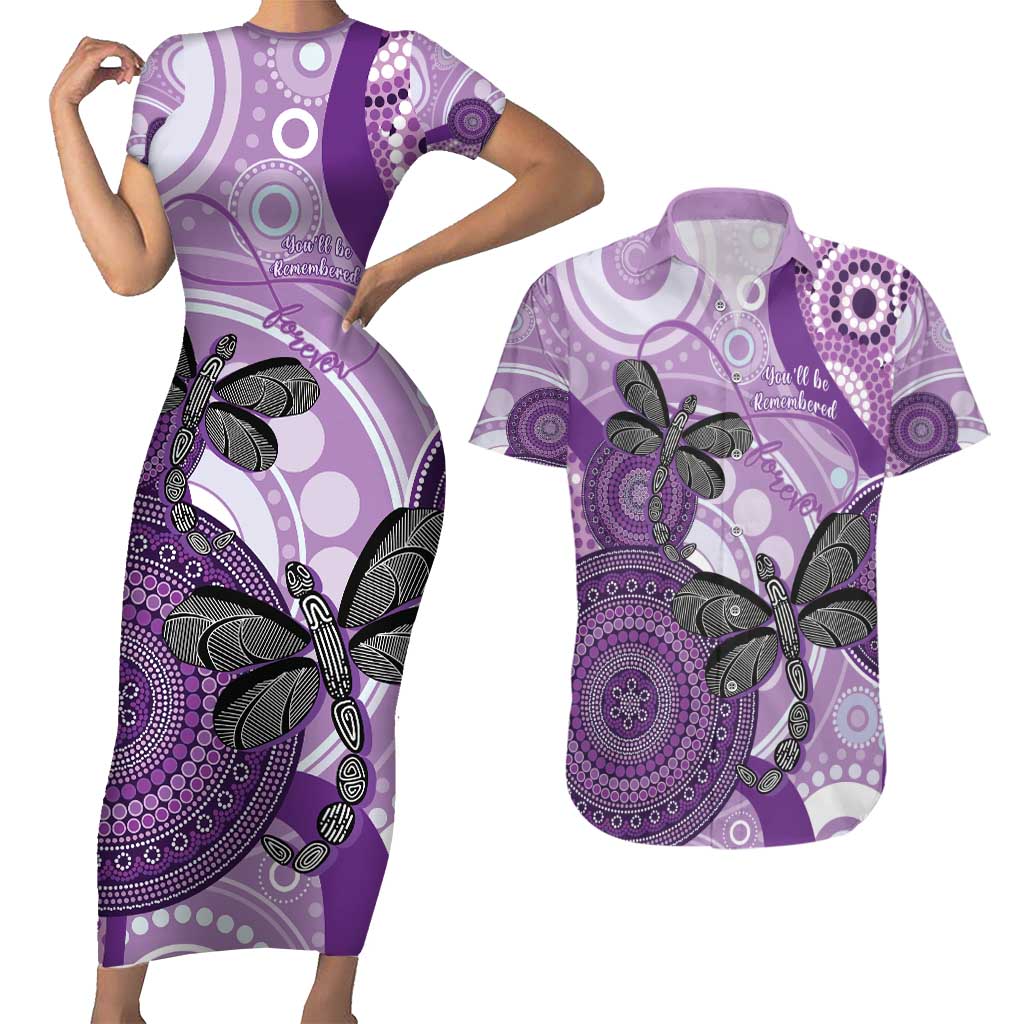 Memorial Australia Couples Matching Short Sleeve Bodycon Dress and Hawaiian Shirt You Will Be Remembered Aboriginal Art LT14